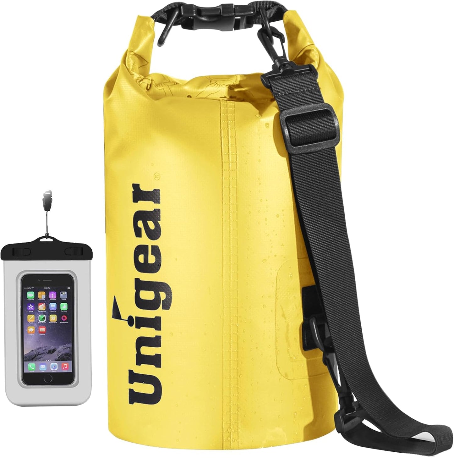 Unigear Dry Bag Waterproof, 2L/5L/10L/20L/30L/40L Floating and Lightweight Bags for Kayaking, Boating, Fishing, Swimming and Camping with Waterproof Phone Case