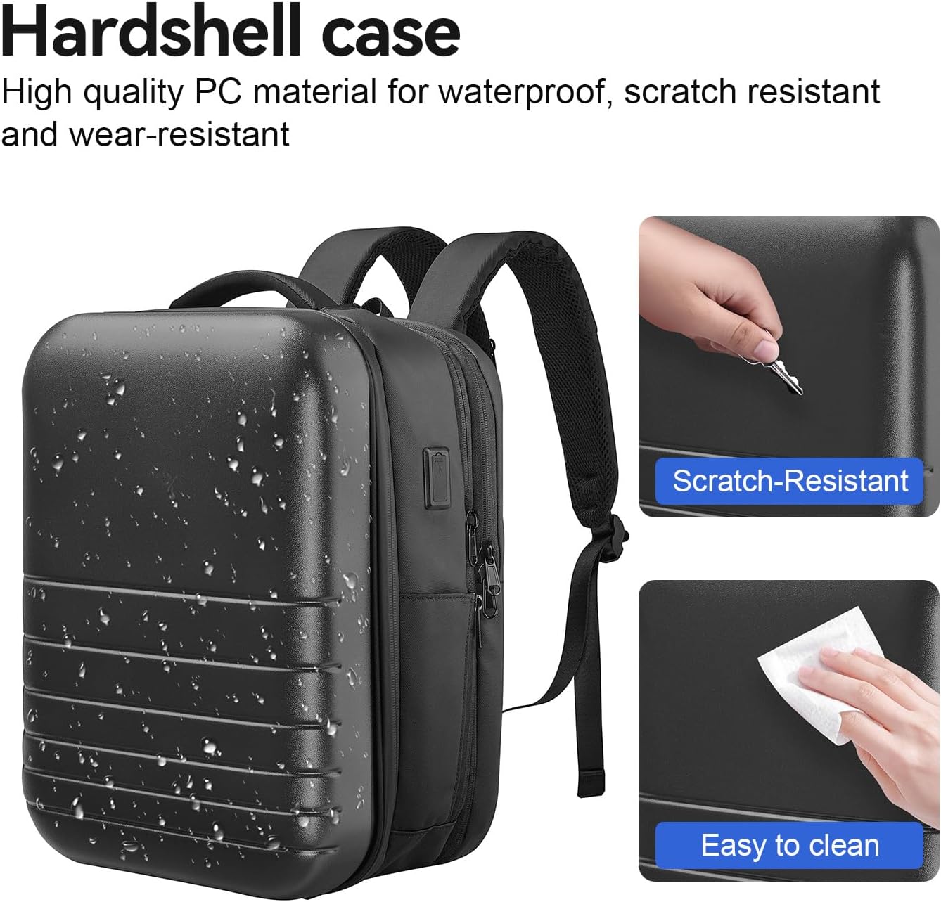 SOKOK Carry On Travel Backpack Waterproof Business Backpack Expandable with Laptop Compartment and Charging, Hardshell Computer Backpack for Men and Women, Graphite