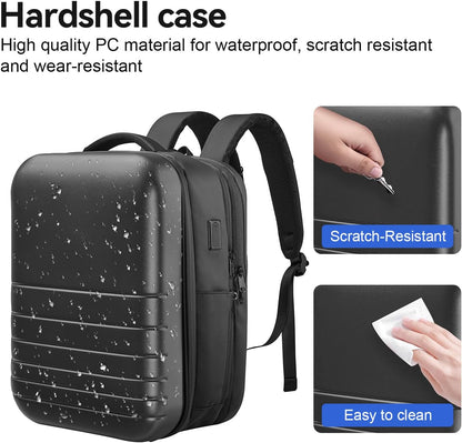 SOKOK Carry On Travel Backpack Waterproof Business Backpack Expandable with Laptop Compartment and Charging, Hardshell Computer Backpack for Men and Women, Graphite