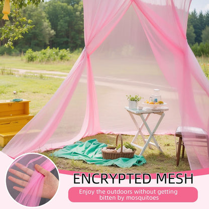 4 Corners Mosquito Net for Mosquiteros para Camas Bed Canopies Netting Bed Drapes Rectangular Mosquito Mesh for Camping Home Outdoor Travel(Pink,L75 X W59 X H67 Inch,Opening)