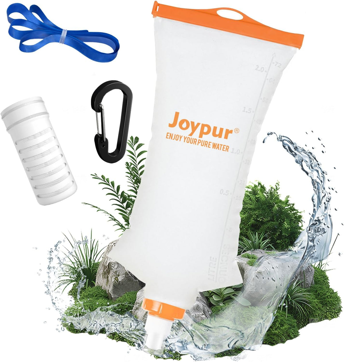 Gravity Water Filter Camping-2000ml Survival Water Filtration System,Portable Water Purifier for Travel,Backpacking and Emergency Preparedness,with Ultrafiltration Membrane (0.01 Micron)