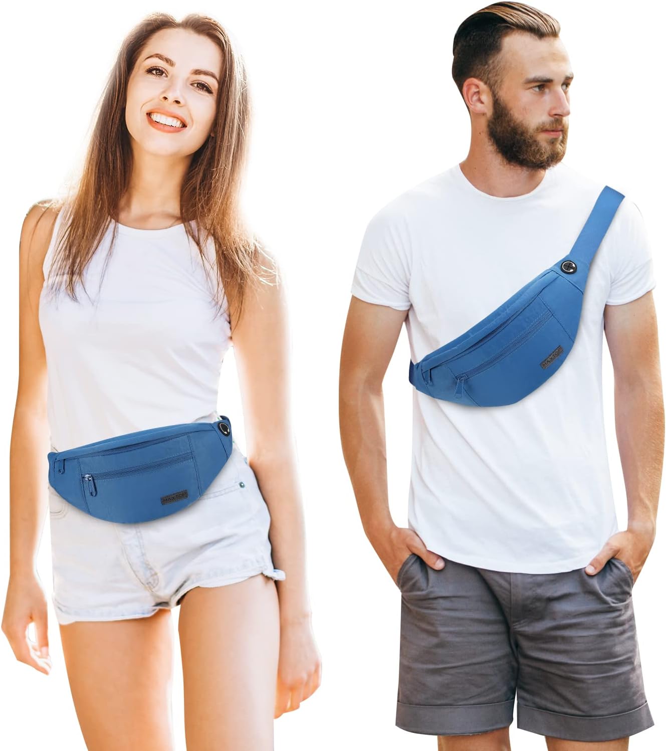 MAXTOP Large Crossbody Fanny Pack with 4-Zipper Pockets,Gifts for Enjoy Sports Festival Workout Traveling Running Casual Hands-Free Wallets Waist Pack Phone Bag Carrying All Phones