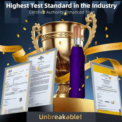 3T Wind Armor Travel Umbrella Compact Easy Auto Open Close Folding Umbrellas for Rain Windproof Umbrella for Women and Men Durable Real Wood Handle Portable Fits Backpack Car