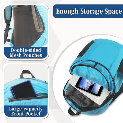 Hiking Daypack - Lightweight & Water-Resistant Portable Backpack for Travel, Camping, Outdoor Adventures(16L,turquoise blue)