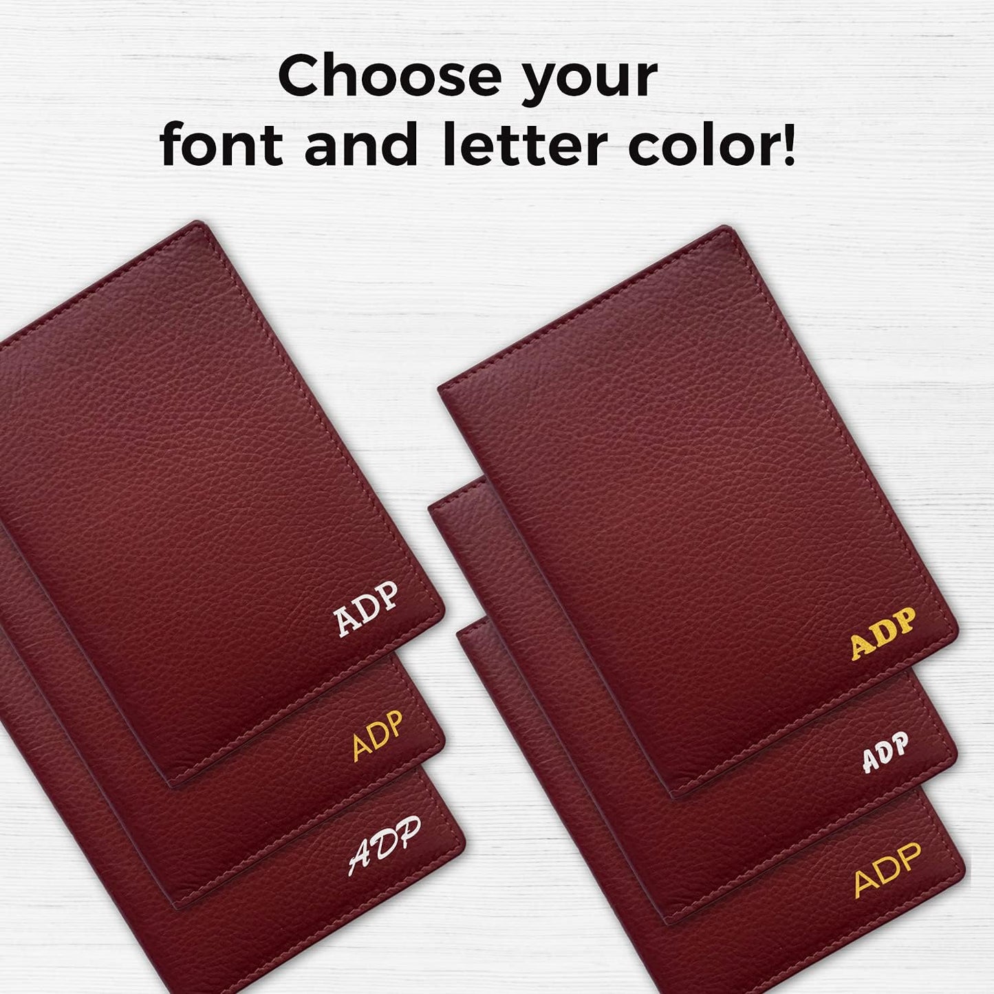 Personalized Monogrammed Merlot Leather RFID Passport Wallet