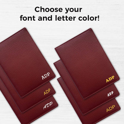 Personalized Monogrammed Merlot Leather RFID Passport Wallet