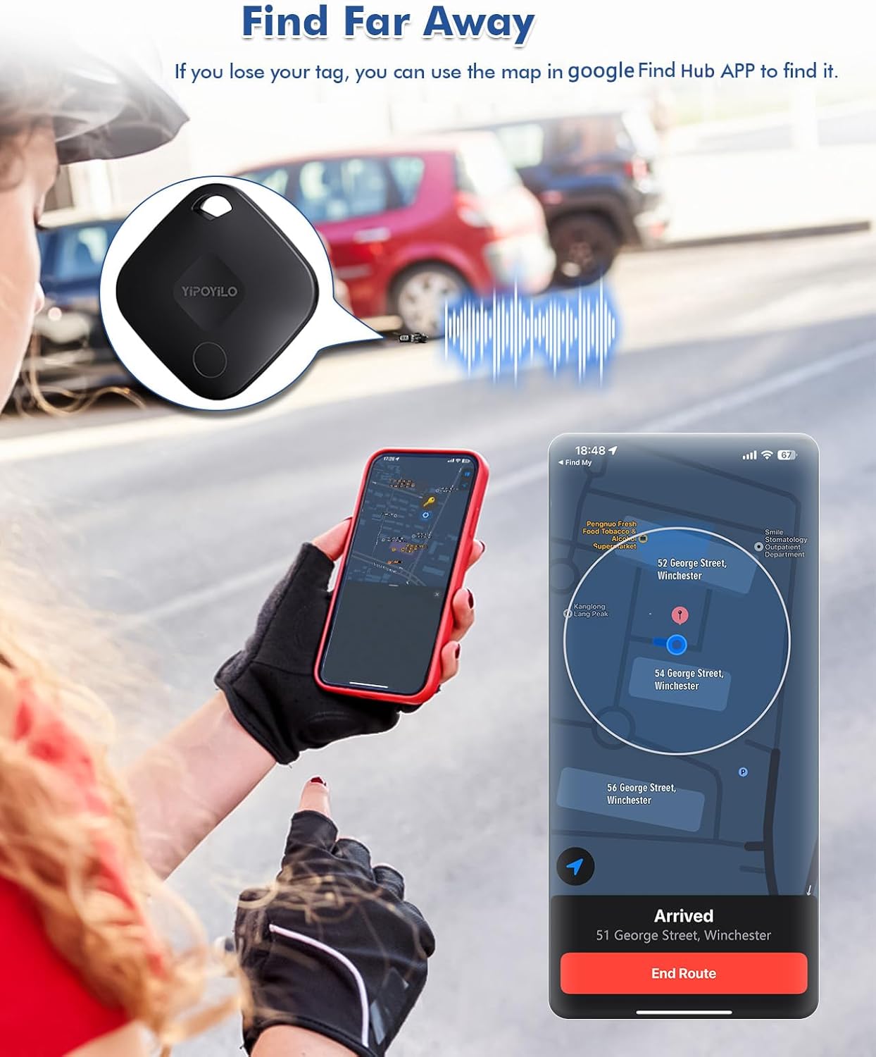 Real-time Positioning Air Tracker Tag, Key Finder, Work with Google Find Hub(Only for Android, Not for iOS), Bluetooth Tracker for Luggage, Backpack etc, 4 Pack Black