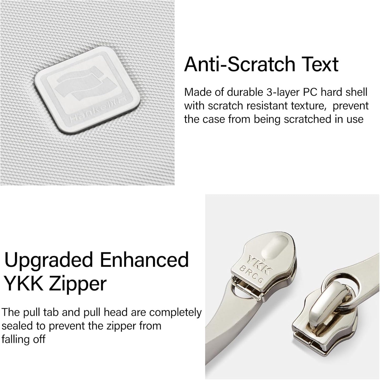 Hanke Top Opening Carry On Luggage, 20 Inch Zipperless Aluminum Frame Wide Handle Luggage, All-PC Hard Shell Trunk Suitcase with Spinner Wheels, TSA Airline Approved (Smoke White, 40L)