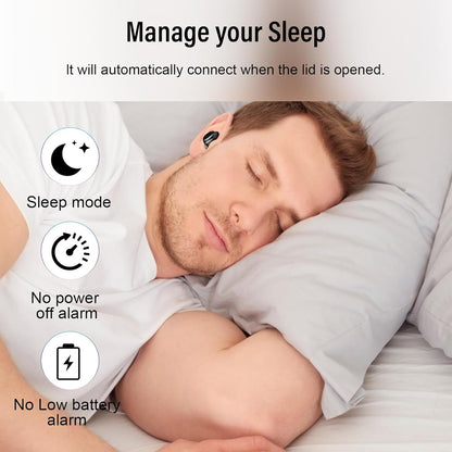 Sleep Earbuds Bluetooth 5.4 in Ear Light-Weight Headphones, Mini Sleep Headphones Small Design for Side Sleepers, 47H Playtime with Charging Case, Clear Calls Earphones, Black