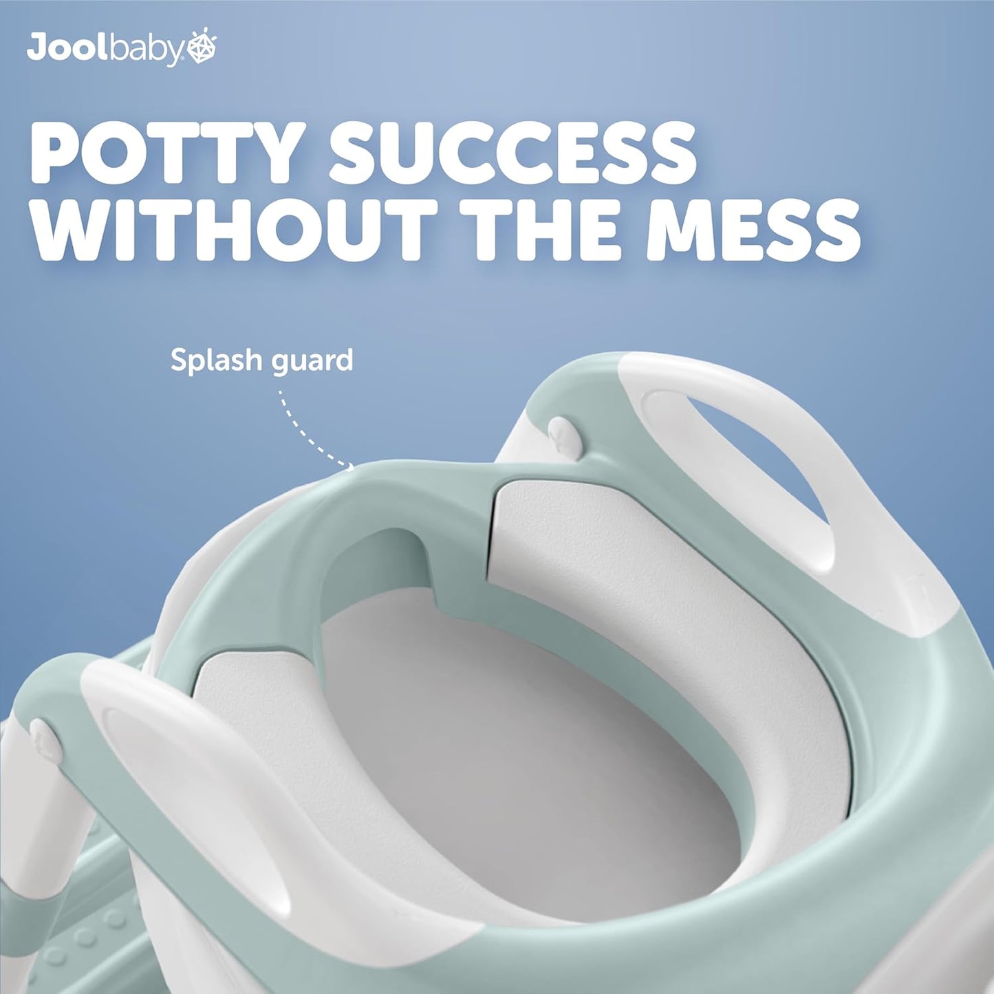 Jool Baby Potty Training Seat with 2 Step Ladder for Toddlers - Soft Cushioned Seat & Splash Guard, Adjustable Height (Aqua)
