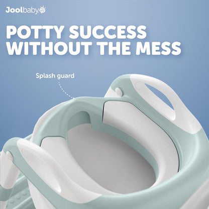 Jool Baby Potty Training Seat with 2 Step Ladder for Toddlers - Soft Cushioned Seat & Splash Guard, Adjustable Height (Aqua)