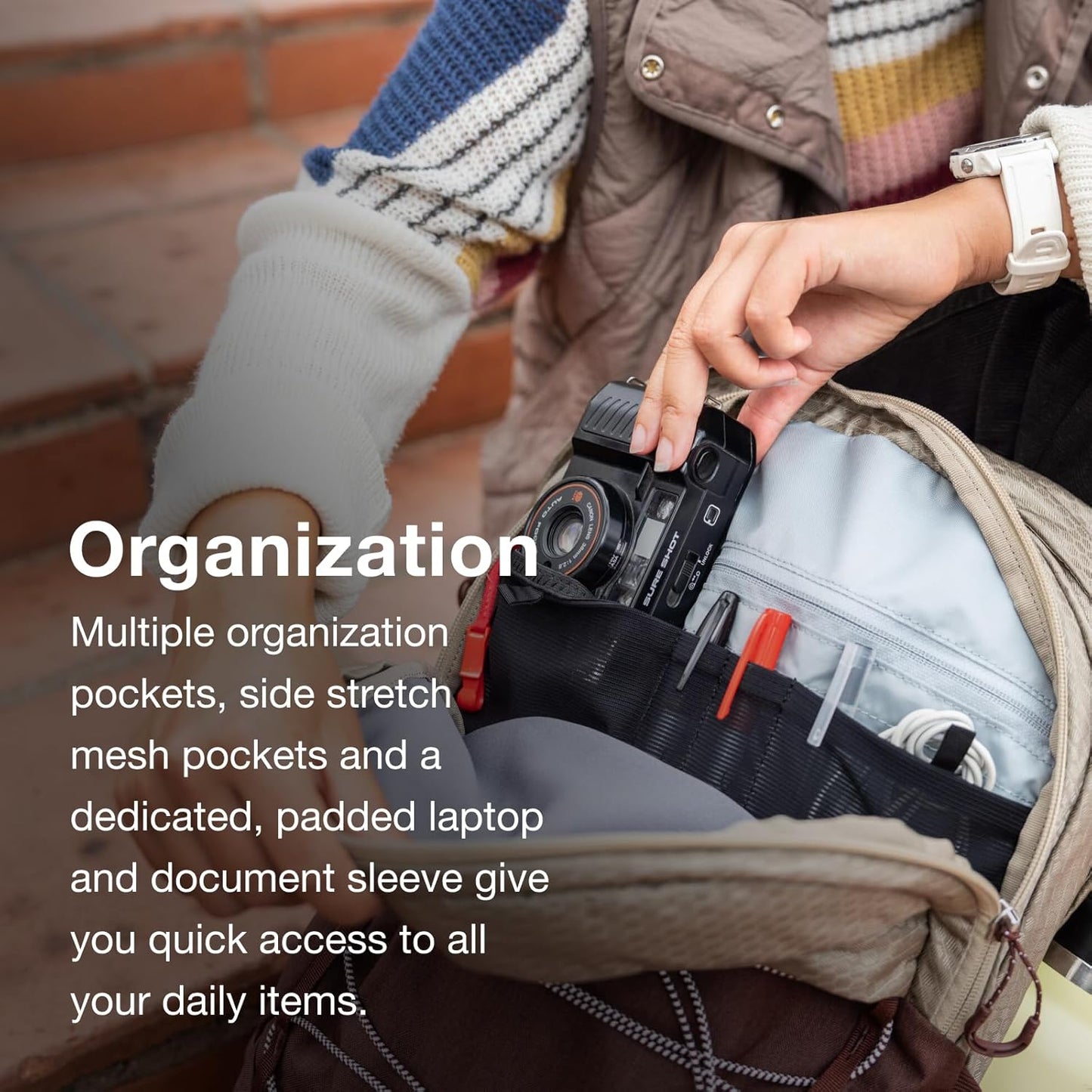 Osprey Quasar 26L Commuter Backpack, Alpaca Tan/Latte Brown Heather