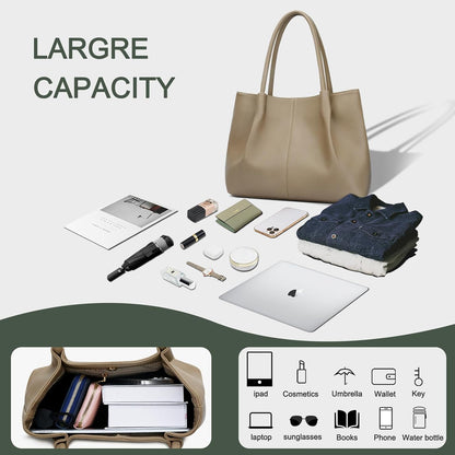 KKXIU Tote Bag for Women Vegan Leather Shoulder Purse Large Capacity Travel Bag