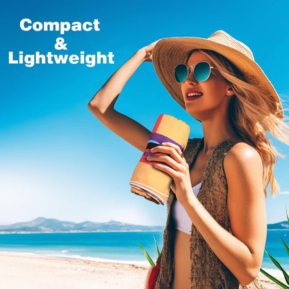 Large Beach Towel, 71" x 39" Oversized Lightweight Compact Quick Dry Sand Free Towel for Travel Swim Pool Yoga Gym Camping (Multicolored Wave)