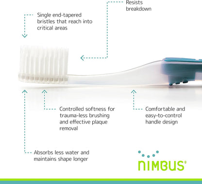NIMBUS Extra Soft Toothbrushes (Regular Size Head), Periodontist Design Tapered Bristles for Sensitive Teeth & Receding Gums (5 Pack, Colors May Vary)