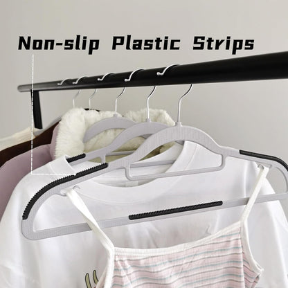 50 Pack Plastic Clothes Hangers Non Slip - 16.5 Inch Slim Space Saving Hangers for Closet, Heavy Duty Non-Slip Garment Hangers with 360° Swivel Hooks