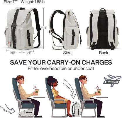 mixi Travel Laptop Backpack for Women & Men Carry On Backpack fits 16'' Laptop, Waterproof Lightweight Casual Hiking Weekender Bags Rucksack,17 Inch, Interstellar White