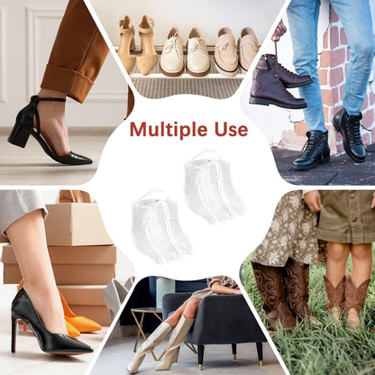 Boot Storage Bags [2PCS] - Plastic Short Boot Carry Bags Clear Shoe Bags with Handle for Travel & Daily Use - [White] Waterproof & DustProof Boot Bags for Cowboy Boots