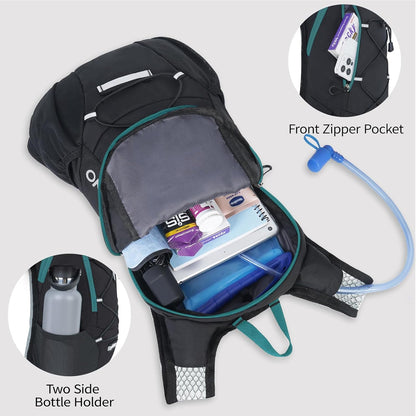 Lightweight Hydration Backpack, Running Backpack with 2L Water Bladder, Hydro Water Daypack for Cycling Hiking Rave for Men Women