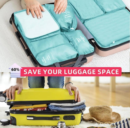 9 Set Packing Cubes for Suitcases, Aydicon Travel Luggage Packing Organizers with Laundry, Toiletry Bag, Compression Storage Shoe Bag, Toothbrush Case, Travel Essentials (Light Blue)