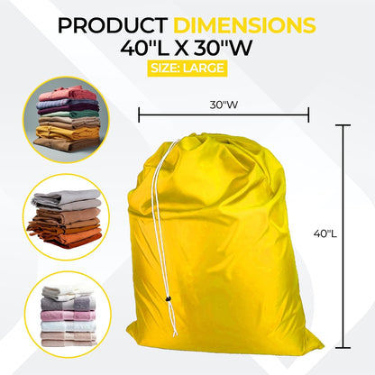 Laundry Bag with Locking Closure Drawstring – Extra Large Heavy Duty 100% Nylon, Large & Foldable Clothes Sack – Lightweight Dirty Laundry Organizer for Travel, Dorm, Gym – L 40" x H 50" (YELLOW)