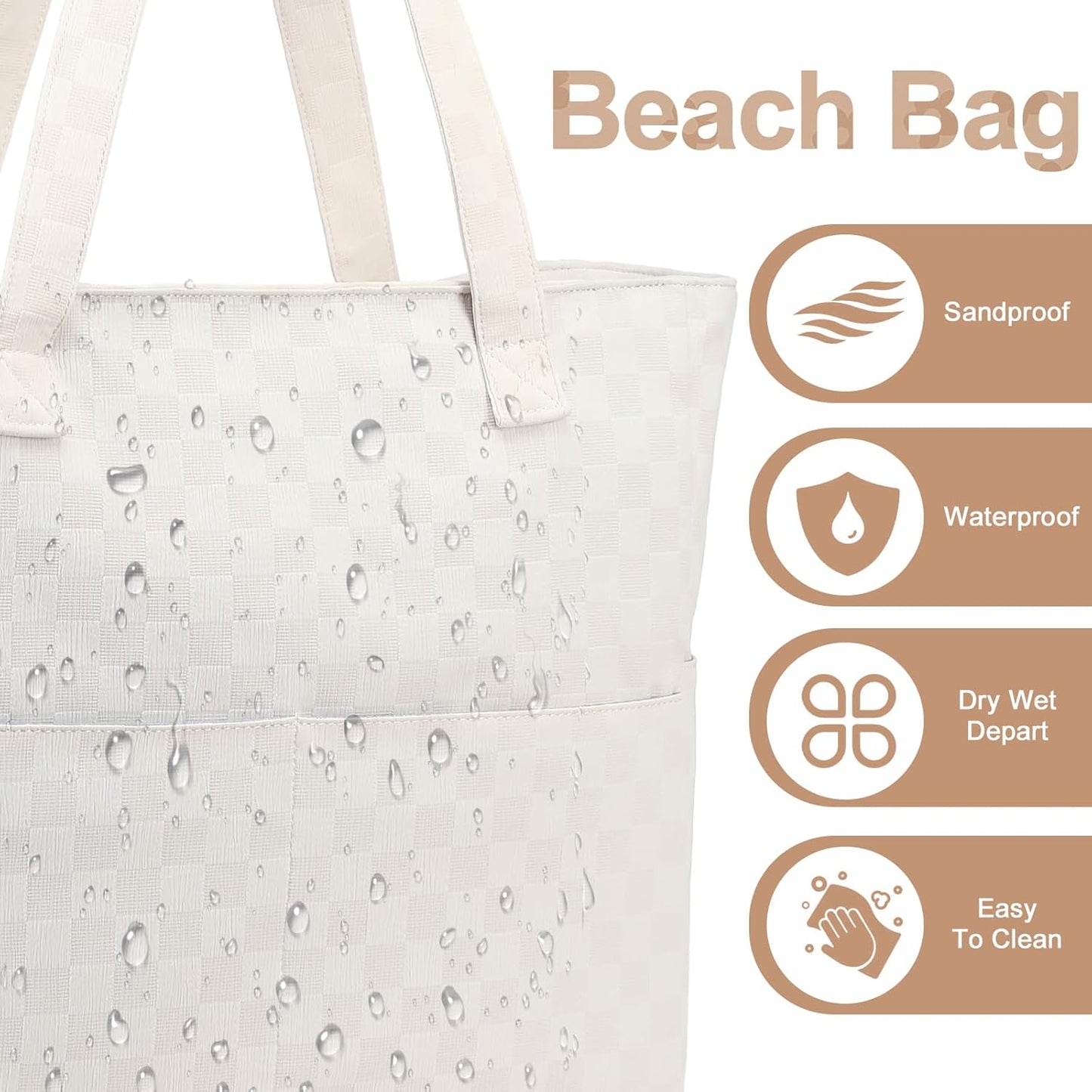 Waterproof Beach Tote Pool Bags for Women Ladies Extra Large Gym Tote Carry On Bag With Wet Compartment for Weekender Travel