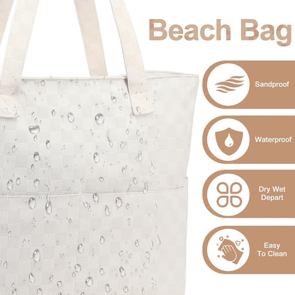 Waterproof Beach Tote Pool Bags for Women Ladies Extra Large Gym Tote Carry On Bag With Wet Compartment for Weekender Travel