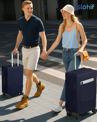 Slohif Luggage Cover for Suitcase Tsa Approved Protector - Luggage Sleeve Suit Case Cover Travel Stretch Large Baggage Case Protective Washable Fit 22-24 Inch Navy Blue