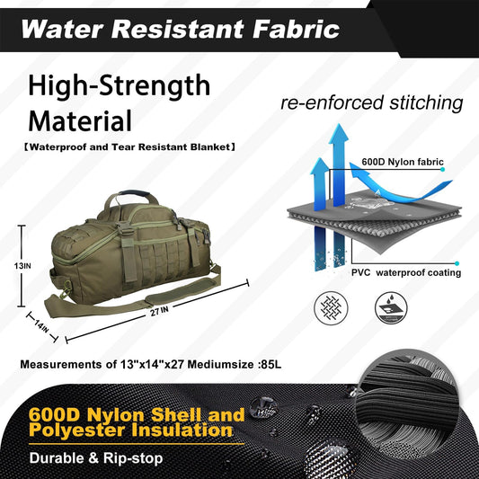 3 In 1 Military Backpack Travel Duffle Bag for Weekender Gym Traveling Workout Deployment