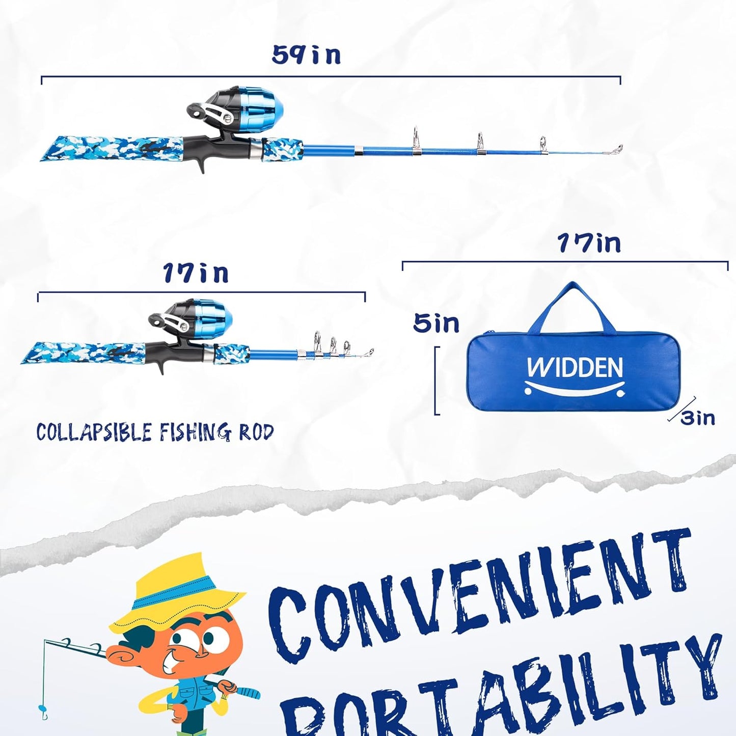 Kids Fishing Pole, Portable Telescopic Kids Fishing Poles for Boys and Girls, Fishing Rod and Reel Combo Kit with Tackle Box, and Fishing Net, Best Fishing Pole for Toddler Youth