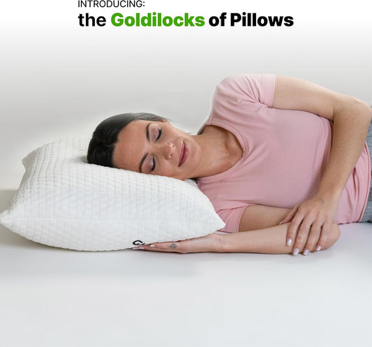 GhostBed Shredded Memory Foam Pillow with Adjustable Gel Memory Foam and Cooling Breathable Cover - Queen Size Shredded Memory Foam Pillows CertiPUR-US Certified 1-Pack