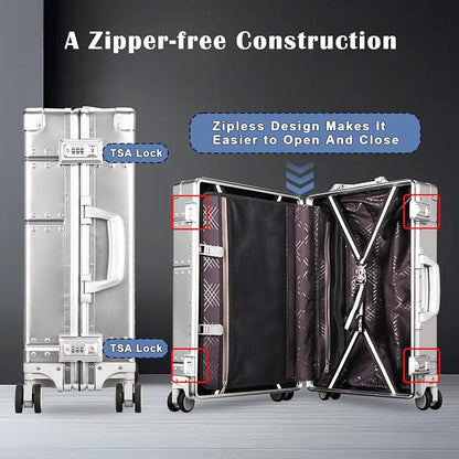 DOMINOX All Aluminum Carry On Luggage Hard Shell Luggage Aluminum Suitcase - Image 5