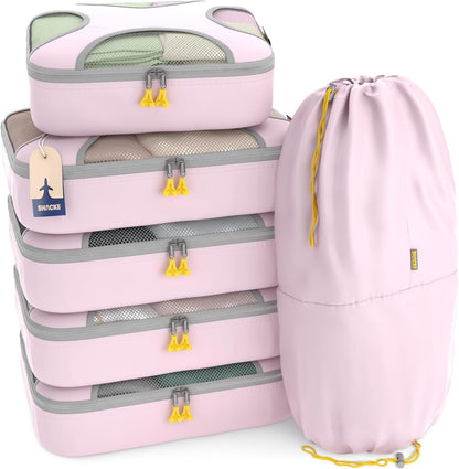 Shacke 6 Set Packing Cubes for Travel - Compression Packing Bags/Travel Organizer - Luggage Organizer Bags for Traveling - Travel Essentials for Women - Cruise Must Haves Packing List