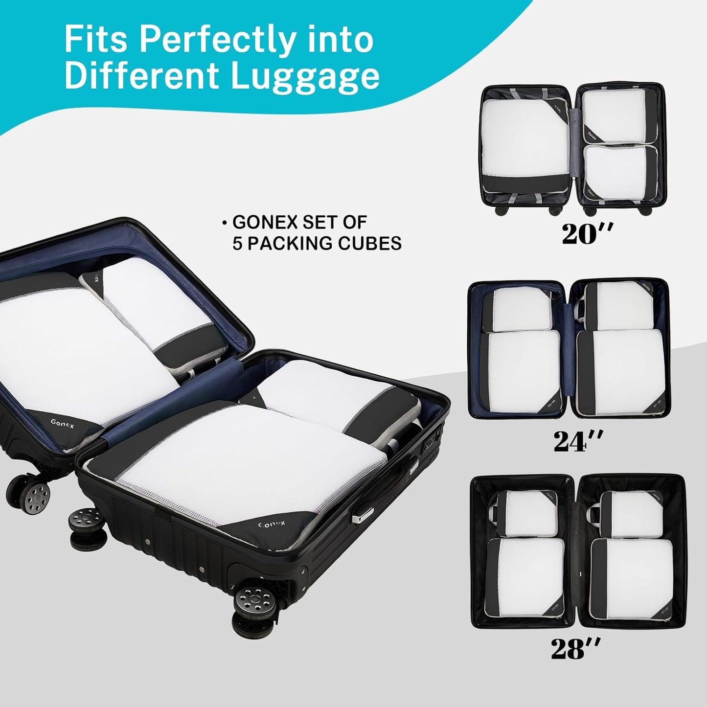 Compression Packing Cubes, Gonex Extensible Storage Mesh Bags Organizers