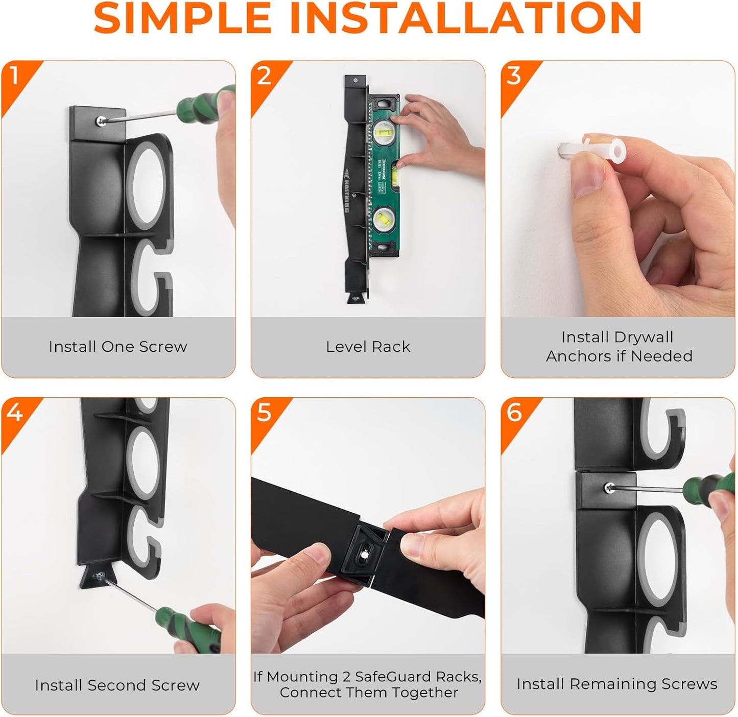 KastKing SafeGuard Fishing Rod Holder for Garage, Wall or Ceiling Mounted Fishing Rod Rack Storage Organizer, Fishing Pole Holder Holds 6 Rods or Combos in Less Than 18 Inches