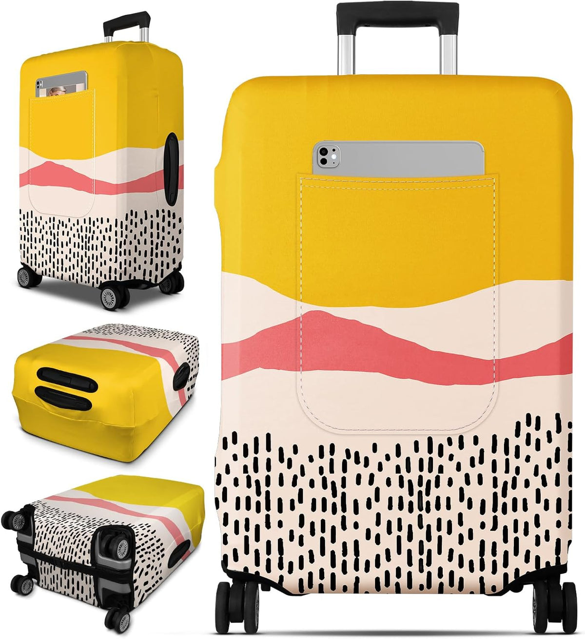 Slohif Luggage Cover for Suitcase Tsa Approved Protector - Luggage Sleeve Large Suit Case Cover Travel Stretch Baggage Case Protective Washable Fit 28-30 Inch Patchwork L