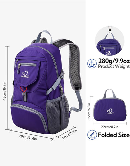 WATERFLY Small Lightweight Packable Backpack: 20l Ultra Light Foldable Travel Hiking Camping Daypack Day Pack for Man Woman