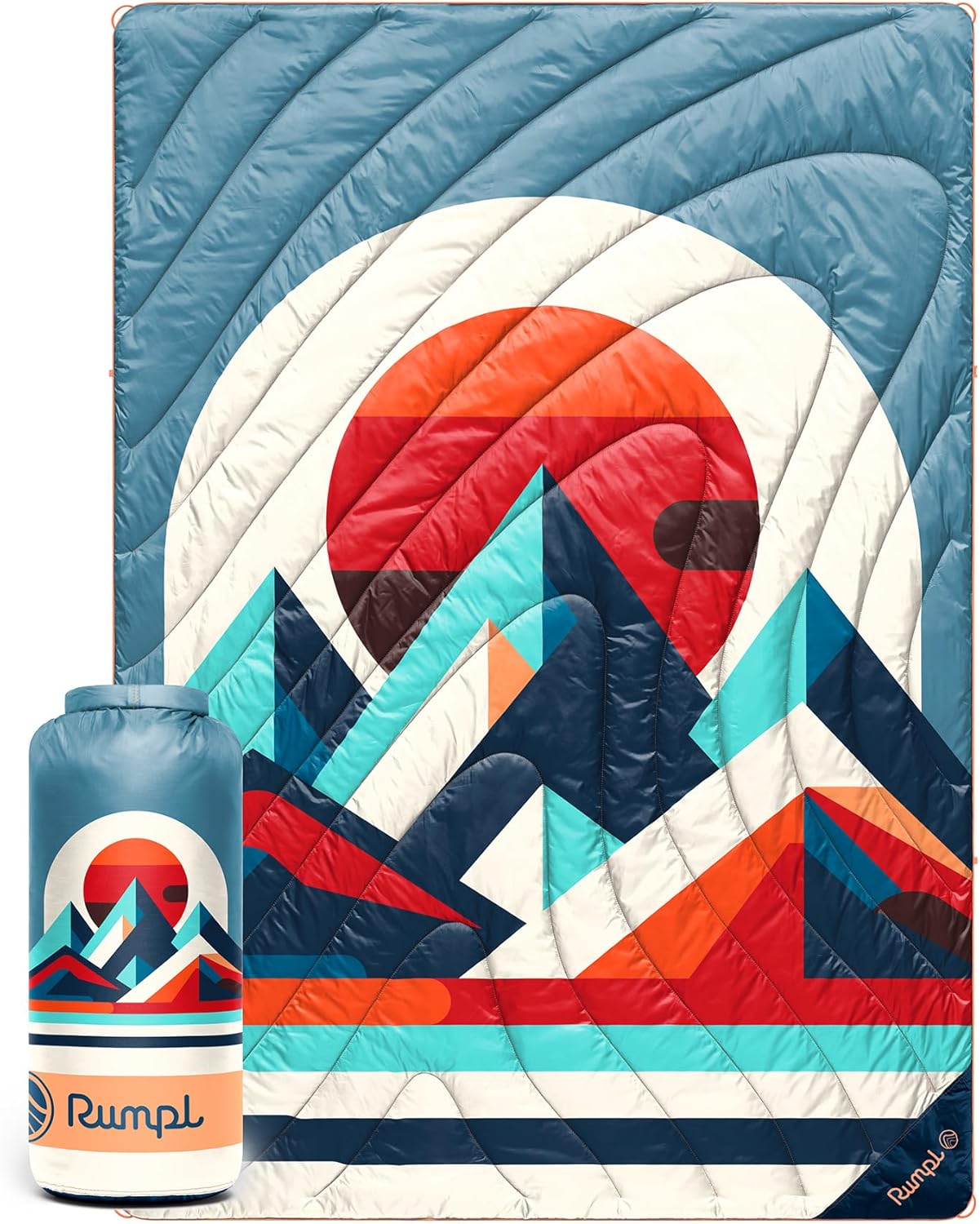 Rumpl Original Puffy Blanket - Warm, Water-Resistant Camping Blanket with 100% Recycled Synthetic Insulation, 52"x75", Original Puffy V2, Radiant Peak Eclipse