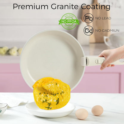 15Pcs Pots and Pans Set Non Stick, Cookware Sets with Detachable Handle, Nonstick RV Kitchen Cooking Tools Removable Handles, Oven Safe, Induction Fast, Stackable Induction Cookware, Pink