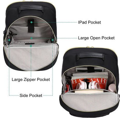 LOVEVOOK Large Travel Backpack Women with 17.3-inch Laptop Compartment, Work Business Computer Carry On Backpack Purse, Hiking Backpack Waterproof Outdoor Sports Rucksack Bag, Black