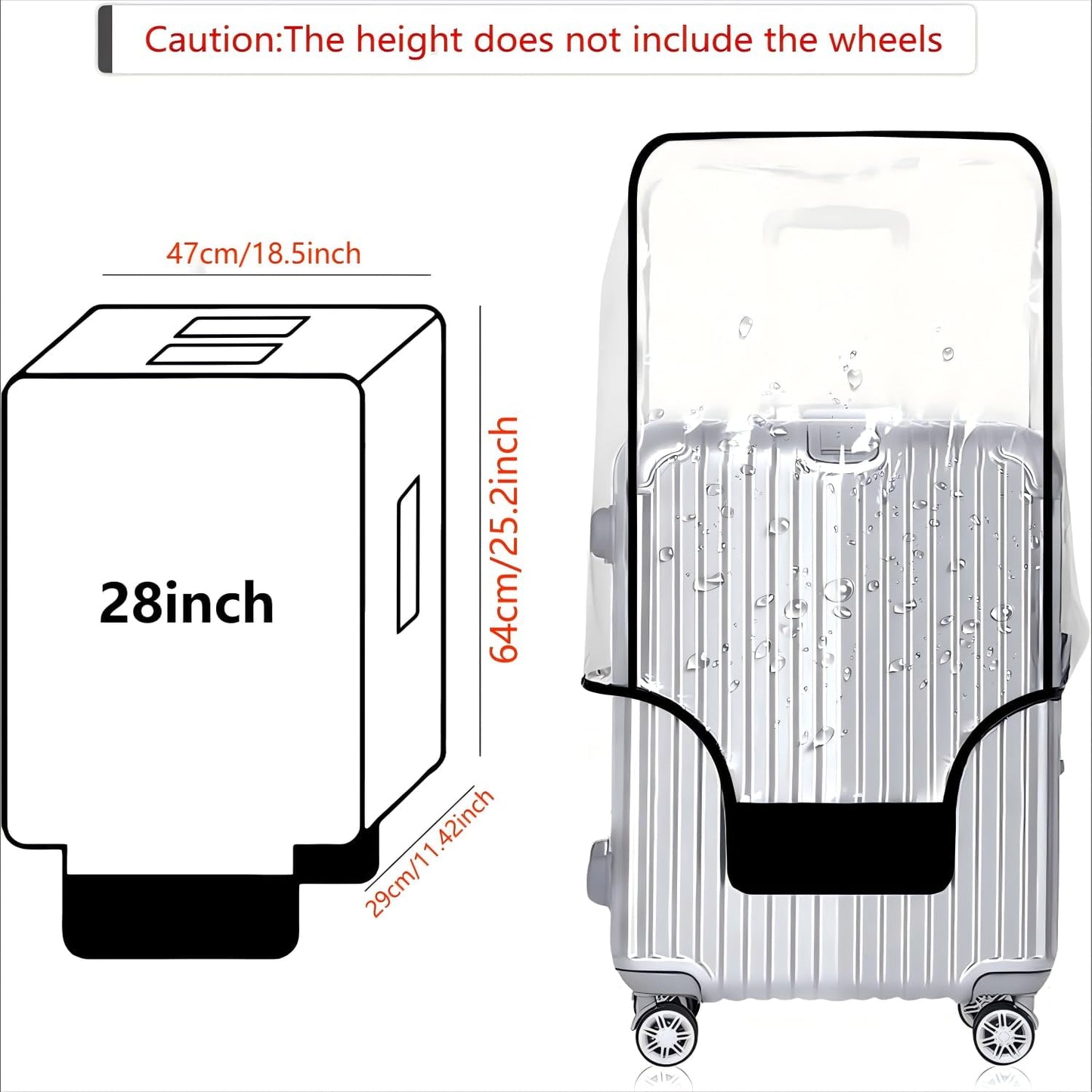 28 Inch PVC Luggage Protector Cover for TSA Approved Clear Suitcase Protector 28-29 Inch Transparent Luggage Protective Cover Case Suitable for 28"-29"