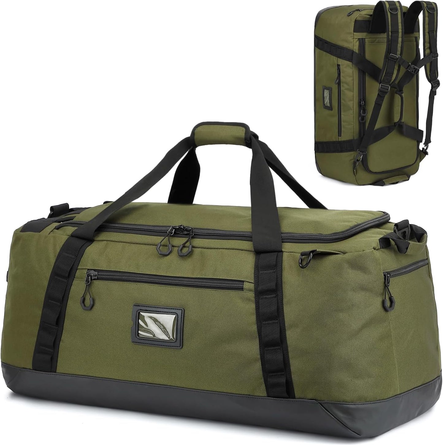 TUGUAN Extra Large Travel Duffle Bag Backpack for Men with Adjustable Dividers 120L Big Weekend Overnight Bag with ID Pocket Shoulder Strap Heavy Duty Sports Duffel Bags for Camping Gym, Green