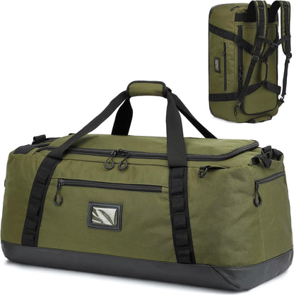 TUGUAN Extra Large Travel Duffle Bag Backpack for Men with Adjustable Dividers 120L Big Weekend Overnight Bag with ID Pocket Shoulder Strap Heavy Duty Sports Duffel Bags for Camping Gym, Green