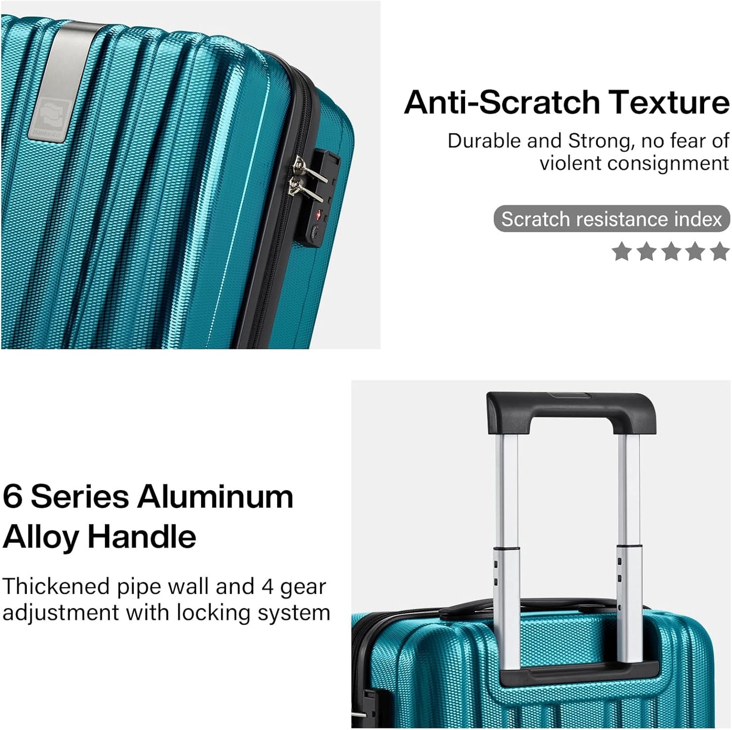 Hanke 16 Inch Underseat Carry on Suitcases with Wheels,Lightweight Hard Shell Carry on Luggage with Wheels for Weekender,Travel Approved Small Suitcase,Travel Luggage for Womem Men,Caribbean Blue.