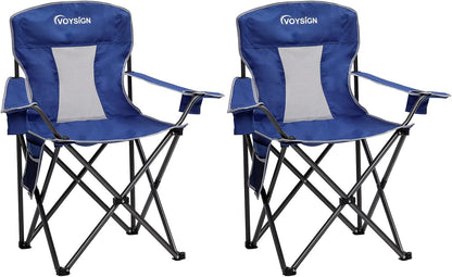 Mesh Folding Camping Chairs for Adults, Oversized Portable Outdoor Chairs, Weight Capacity 325 lbs with Cup Holder, Storage Pocket, Carry Bag