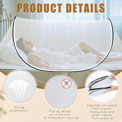 2 Pcs Large Pop up Mosquito Tent Portable Foldable Mosquito Bug Net for Bed Camping Travel Patio Outdoor 78 * 31 * 22 Inch Bug Netting Mesh Tent Canopy for Adults Baby Bedroom