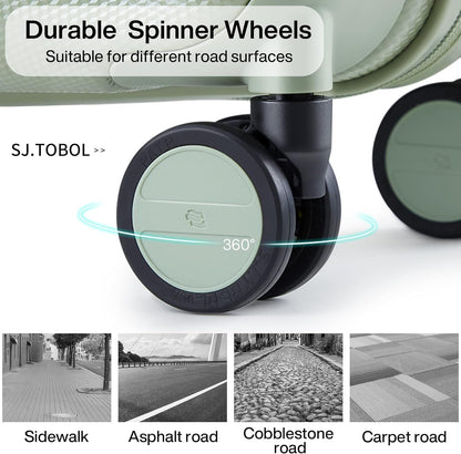 Hanke Luggage Sets 3 piece Carry On Luggage with Wheels PC Hard Shell Suitcases Lightweight Checked Travel Luggage Large Travel Suitcase Woman Men 20/24/29 Inch(Bamboo Green)