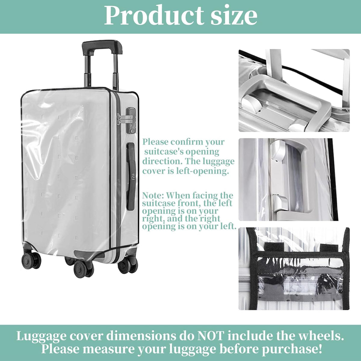 Clear PVC Luggage Cover, Waterproof Dustproof Anti-Scratch Suitcase Protector, Fits Wheeled Suitcases 18" 22" 24" 26" 28" 30" - Thicken Baggage Cover Case（26”）