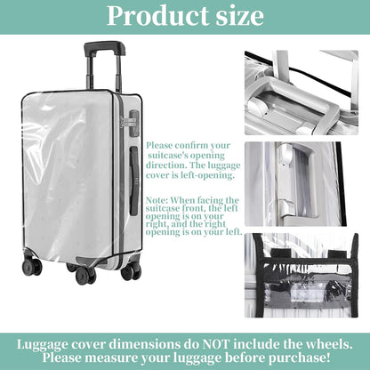 Clear PVC Luggage Cover, Waterproof Dustproof Anti-Scratch Suitcase Protector, Fits Wheeled Suitcases 18" 22" 24" 26" 28" 30" - Thicken Baggage Cover Case（26”）