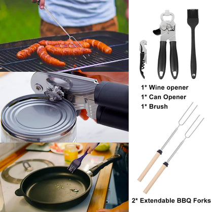 35 Pcs Camping Kitchen Utensil Set Outdoor Kitchen Gear, Outdoor Cooking and Grilling Utensil Travel Set Perfect for Camping Accessories Cooking, RV Camp. Camping, BBQs, Parties and More